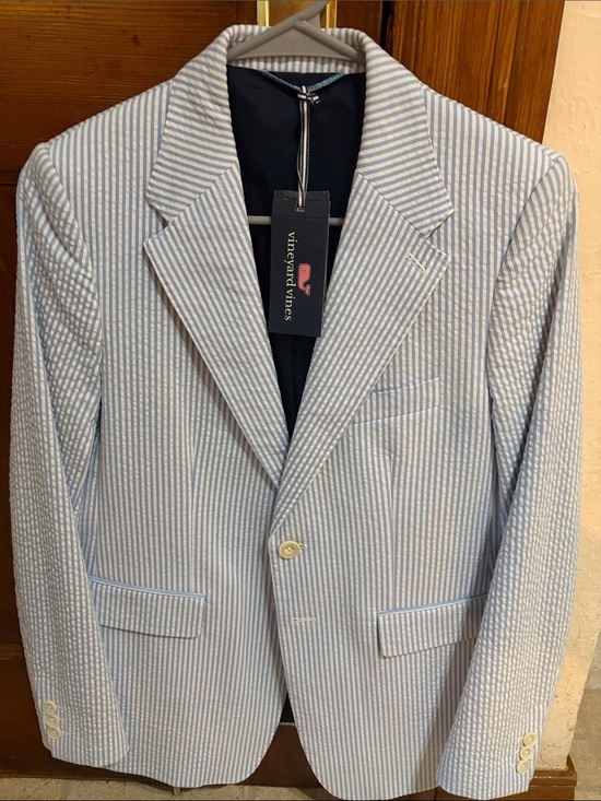 Vineyard Vines Other - Vineyard Vines Blue & White Striped Seersucker Blazer